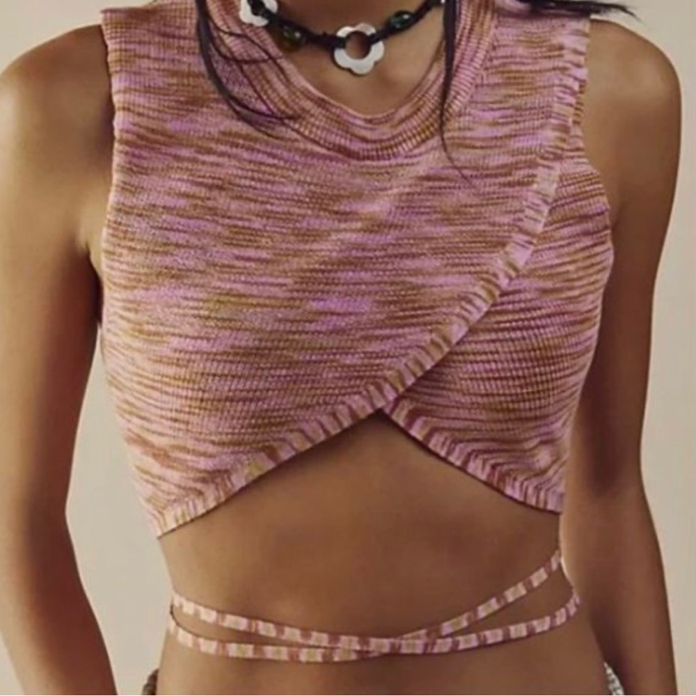 Free People Last Call Miami Knit Wrap Top